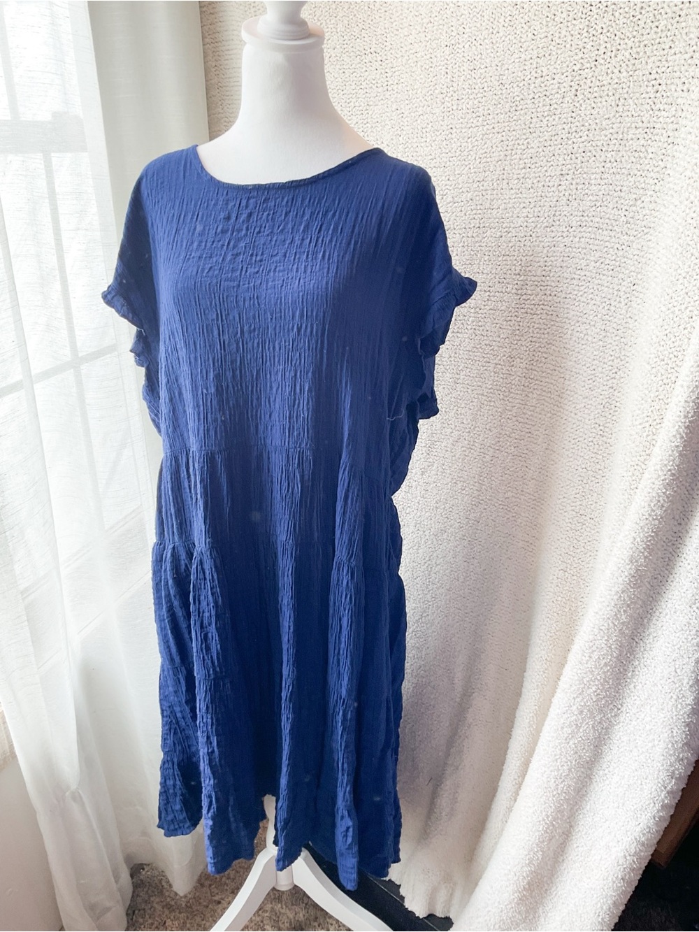 Knox Rose Navy Blue Embroidered Trim Dress
